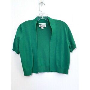 Karin Stevens Green Open Cardigan Short Sleeved Size Small